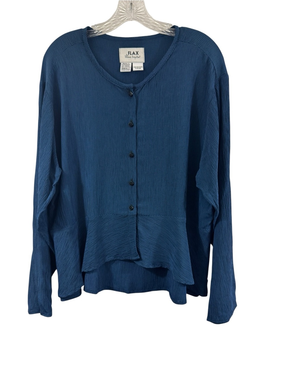 Flax Jeanne Engelhart Vintage Top Oversized Blouse Lagenlook Button Up Small